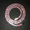 Biżuteria Rose Gold Micro Pave Pink Cz Cubic Zircon Diamond Cuban Link Łańcuch tenisowy motyl Naszyjnik Hip Hip Jewelry 8196119