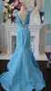 2-Piece Prom Dress 2k19 Elegant Pink Sky Blue Yellow Mermaid Formal Event Wear Gowns Bow Straps Backless Order-to-Made