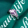 여성 반지 파티 보석 선물에 대한 LuckyShine 925 퍼플 크리스탈 지르콘 스퀘어 6 10 #