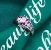 LuckyShine 925 Silver Purple Crystal Zircon Square for Women Rings Party Jewelry Gifts 6- 10#287W