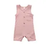 Crianças Roupas Bebê Sem Mangas Artigo Artigo Jumpsuits Botão Infantil Botão Macacão Sólido Sólido Rodado Collar Bodysuit Newborn Onesies Zyq576