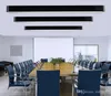 Rechteckige LED-Pendelleuchte aus Aluminium zum Aufhängen, für Büro, Arbeitszimmer, schwarz/silber/weißer Körper, AC85–265 V