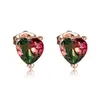 date Luckyshine mode simple or rose amour coeur pastèque tourmaline boucles d'oreilles fête de mariage femmes boucles d'oreilles style européen