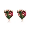 newest luckyshine fashion simple rose gold love heart watermelon tourmaline stud earrings wedding party womens stud ear europe style