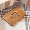 Natural Bamboo Bath Soap Dishes Simple Holder Racks Plate Tray Bathroom Hotel Kitchen Accessories Supplies