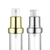 tomt guldluftfri krämpumpbehållare rese kosmetisk lotionflaska med luftfri dispenser klar aluminiumflaska fabrikspris LX1380
