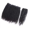 Afro Kinky Curly Hair Bundels met Sluiting Braziliaanse Maagd Haar 3 Bundels met 4x4 Kantsluiting 10-28 inch Remy Human Hair Extensions