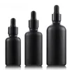 Bouteilles d'huile en verre noir mat 30ml 50ml 100ml, flacons compte-gouttes