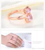 Drop Rose Gold Color Cute Cat Animal CZ Ross Quartz Crystal Pink Opal Rings Jewelry Whole for Women Girls76598295523281