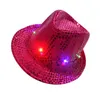 Enfants LED Paillettes Chapeaux Coloré Cowboy Jazz Cap Clignotant Enfants Adulte Fête Festival Cosplay Costume Chapeaux 6 Couleurs 150 Pcs