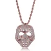 Personnalisé Vintage Crâne Masque Pendentif Chaîne Collier Or Blanc 18K Plaqué Cublic Zircon Hip Hop Rappeur Halloween Fête Bijoux Accessoires Cadeaux pour Hommes Femmes