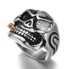 Skull tobacco pipe creative design personalized men's ring wholesale custom high end silver ring rings for men