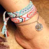 Ny handgjorda bomullsväv Anklet Anklets Armband för kvinnor Bohemian Handgjorda Boho Charms Anklets Femme Leg Foot Smycken