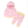 Conjuntos de roupas de bebê 2 peças crianças meninos manga comprida cervo estampado suéter com capuz calças roupas de natal7569897