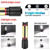 Multifunctionele LED-zaklamp Ingebouwde 5000 MAH lithiumbatterij met XHP70.2 + COB LED Super Bright Waterdicht Camping Light