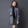 Women's Sweaters SMTZZJ Autumn Winter Oversized Coat Open Stitch Cardigans Sweater 2021 Women Female Red Grey Knitted Jacket Tops1