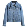 JAYCOSIN Women's style long-sleeved denim jacket Womens Casual Jean Jacket Long Sleeve Denim Coat Retro Cowboy Pockets