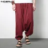 Incerun Plus Storlek 5xl Herrbyxor Harem Hiphop Loose Wide Pant Bomull Big Drop Crotch Joggers Dance Byxor Man Kläder Y19073001