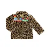 Barn Plush Coat Baby Leopard Print Fur Jackor Outwear Barn Velvet Tjockta Varma Toppar Vinter Rainbow Stripe Coats GGA3097-7