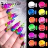 12 couleurs/ensemble néon Pigment ongles poudre poussière Ombre ongles paillettes dégradé paillettes irisé acrylique poudre Nail Art décoration