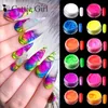 12Colors / set Neon Pigment Paznokcie Paznokci Pył Ombre Glitter Grittient Gradient Glitter opalizujący proszek akrylowy dekoracja