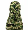 9 color selection Du-rag Miltary Camouflage Silky Durag Hot New Colorful Premium 360 Waves Long Tail Silky Durags Hiphop Caps Men Women