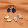 Wholesale-Fashion Druzy Drusy Earrings Silver Gold Plated Popular Faux Stone Turquoise Charm Dangle Stud Earrings For Women Lady Jewelry
