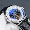 New Geophysic Universal Time 8102520 8126420 Q8126420 Earth Dial Tourbillon Automatic Mens Watch Rose Gold Case Strap Chair Gents Watches