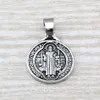 100 stks / partij Dangle Ancient Silver Benedict Medal Charms Hangers voor Sieraden Maken Armband DIY-accessoires 18x27mm