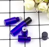 1 2 3ML Micro Roll-on Glass Mini azul cobalto garrafas de vidro com metal Rolo Balls recarregáveis ​​Magro Amostra Vial rolo Óleo Essencial On SN4424