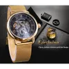 Forsining Classic Black Golden Skelet Clock Mesh Band Design Waterdichte Men039S Mechanische horloges Topmerk Luxe Montre HO2437006