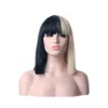 WoodFestival courte droite bob perruque synthétique noir cheveux blonds résistant à la chaleur fibre perruques pleine frange femmes cosplay