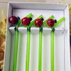 Drinking Straws 4pcs Custom High Boron Silicon Hand Blown Glass Straw Flower Model Decorative Drink Easter Creative Bend Set1