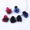 Wholesale-hair Ball Ear Stud Women韓国風の素敵なイヤリング秋と冬3色赤青黒送料無料