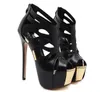 Heißer Verkauf-sexy schwarze Riemchen Ausschnitt Platform High Heels Prom Schuhe Nachtclub Wear Designer Schuhe 16 cm 2018 Sommergröße 34 bis 40