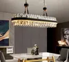 현대 LED 주방 샹들리에 직사각형 크리스탈 샹들리에 현대 디자이너의 창조적 인 가죽 식당 램프 MYY