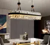 Modern LED kitchen chandelier rectangular crystal chandelier modern designer creative leather dining room lamp MYY