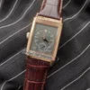 MGF Reverso Tribute Duoface 398258J JLC 854A / 2 Otomatik Erkek İzle Gül Altın Beyaz Gri Dial Kahverengi Deri Kayışı Yeni Puretime 01C3