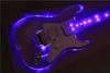 Custom LED Light Acrylic Body Electric Gitarr med Floyd Rose Bridge, HSH Pickups, kan anpassas