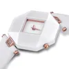 Hot Sale Luxury Women Watch Ny Mode Kvinnor Klänning Klockor Keramikväska Läderrem Relogio Feminino Lady Quartz Armbandsur Brw