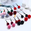 New Design Wool Ball Women Earrings Colorful Fringed Earrings Fashion Tassels Earring 2019 Jewelry For Women 6 Colors