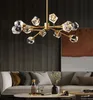 New luxury crystal copper chandelier living room lamp fixtures Nordic restaurant decoration lamp luster stone lamp
