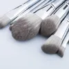 14pcs Gray Makeup Brushes Set Cosmetic Loose Powder Foundation Blush Facial Make Up Brush Eye shadow Blending brush for Women Beauty Tools