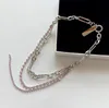 justine clenquet Pink zircon women's necklace French elegant chain double clavicle chain fashion bracelet birthday gift198Y