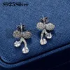 Lovely Design Sparkly CZ Zircon Earring for Women Girls Pearl Mounts 925 Sterling Silver 5 Pairs