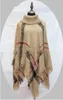 Plaid Poncho Fashion Knit Cashmere Scarves Girls Check Vintage Cape Scarf Wrap Lady Winter Shawl Cardigan Blankets Cloak Coat Sweater D6125