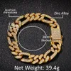 Bracciale Figaro ghiacciato 13mm Bling Miami Cuban Link completo Rhinestones Hiphop Mens Bracelets Hip Hop Jewelry342i