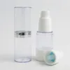 Gümüş-Kesme Kapak Doldurulabilir Losyon Kapsayıcı Packaging ile 360 ​​x 15ml 30ml 50ml Seyahat Şeffaf Plastik Havasız Beyaz Pompa Şişe
