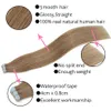MrShair Tape In Human Hair Extensions Skin Weft Blond Naturlig Hårmaskin Remy Rakt Brunt Hår Osynligt På Lim 20PC