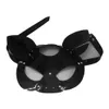 Ratón gato cabeza de cerdo máscara pu cara gato mujeres cuero ajustable tachonado gato máscara Custumes accesorios para fiesta en venta pvd máscara facial